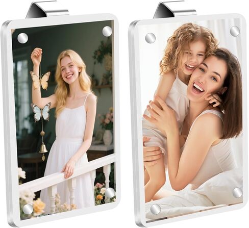 قطعتان من حامل صور السيارة حاجب مغناطيسي لإطار الصورة من الأكريليك مشبك لإطار صورة السيارة المخصص لإضافة هدايا الصور العائلية أو الشخصية in Kuwait