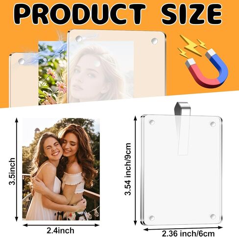 قطعتان من حامل صور السيارة حاجب مغناطيسي لإطار الصورة من الأكريليك مشبك لإطار صورة السيارة المخصص لإضافة هدايا الصور العائلية أو الشخصية in Kuwait