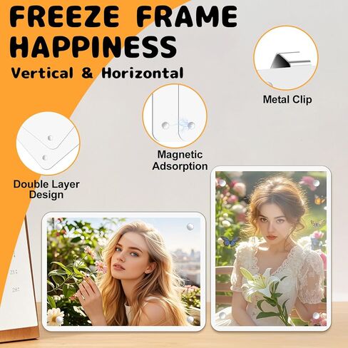 قطعتان من حامل صور السيارة حاجب مغناطيسي لإطار الصورة من الأكريليك مشبك لإطار صورة السيارة المخصص لإضافة هدايا الصور العائلية أو الشخصية in Kuwait