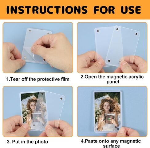 قطعتان من حامل صور السيارة حاجب مغناطيسي لإطار الصورة من الأكريليك مشبك لإطار صورة السيارة المخصص لإضافة هدايا الصور العائلية أو الشخصية in Kuwait