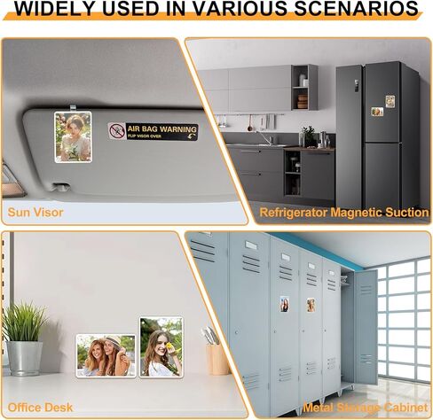 قطعتان من حامل صور السيارة حاجب مغناطيسي لإطار الصورة من الأكريليك مشبك لإطار صورة السيارة المخصص لإضافة هدايا الصور العائلية أو الشخصية in Kuwait