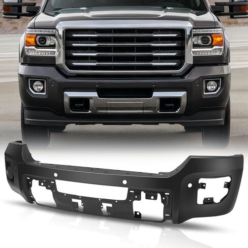 استبدال شريط الوجه للمصد الأمامي من Auto Dynasty متوافق مع 2015-2019 GMC Sierra 2500 3500 HD، بدون مساعدة في ركن السيارة، كروم مصقول in Saudi Arabia