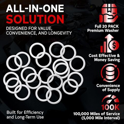 Votex - Oil Drain Plug Crush Washer fits Dodge Ram 2500 Cummins (2007-2027) - 6.7 Liter - 6 Cylinder - 20 Pack - Made in USA in Saudi Arabia