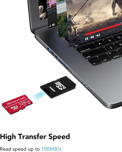 بطاقة ذاكرة Micro SD سعة 256 جيجابايت، بطاقة ذاكرة فلاش microSDXC UHS-I مع محول، 100 ميجابايت/ثانية، C10، U3، A2، V60، دقة عالية كاملة، 4K UHD، بطاقة TF عالية السرعة، وردي in Saudi Arabia