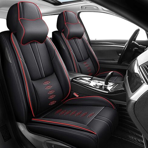أغطية مقاعد جلدية لسيارة Acura TL 1995-2014، مجموعة أغطية مقاعد السيارة الفاخرة الأمامية، واقيات مقاعد السيارة المقاومة للماء مع وسادة هوائية، مقاعد غطاء داخلي مريح للسيارات (بيج) in Kuwait