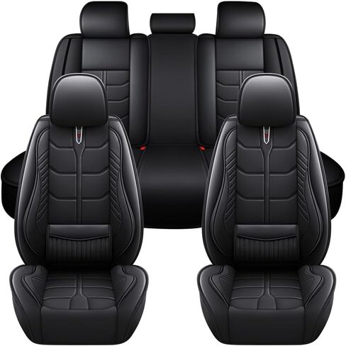 Car Seat Cover for Infiniti QX60 2014-2024 Full Coverage with Self-Lumbar Nappa Leather Car Seat Cover,Fashion Waterproof Easy to Install,Auto Interior Accessories.Standard Black in Saudi Arabia