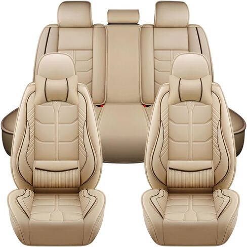 Car Seat Cover for Infiniti QX60 2014-2024 Full Coverage with Self-Lumbar Nappa Leather Car Seat Cover,Fashion Waterproof Easy to Install,Auto Interior Accessories.Standard Black in Saudi Arabia