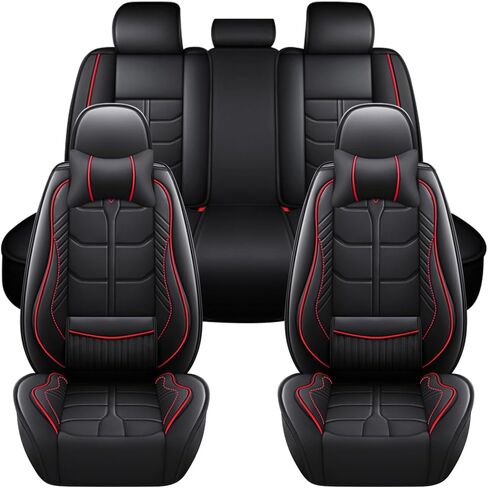 Car Seat Cover for Hyundai Santa Cruz 2025 Full Coverage with Self-Lumbar Nappa Leather Car Seat Cover,Fashion Waterproof Easy to Install,Auto Interior Accessories.Deluxe Black in Saudi Arabia