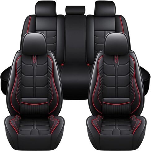 Car Seat Cover for Hyundai Santa Cruz 2025 Full Coverage with Self-Lumbar Nappa Leather Car Seat Cover,Fashion Waterproof Easy to Install,Auto Interior Accessories.Deluxe Black in Saudi Arabia