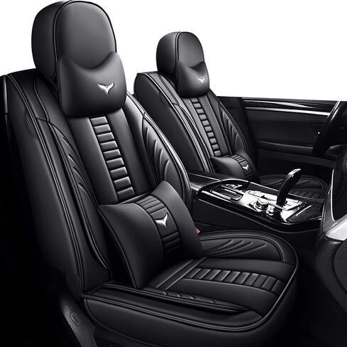 Car Seat Covers for Kia Optima 2001-2020, Nappa Leather Seat Covers Waterproof Seat Cover All Season Car Seats Cover with Pillows(Full Set Luxury/Black-Red) in Saudi Arabia