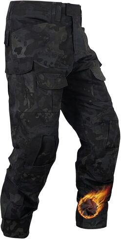 TRGPSG Men's Fleece Lined Tactical Pants Snow Ski Pants Winter Waterproof Hiking Pants with Multi Pockets in Saudi Arabia