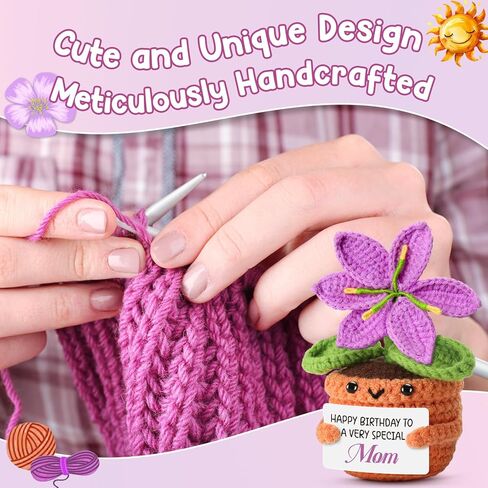 Birthday Gifts for Mom from Son, Daughter - Sentimental Crochet Lily with Special Mom Message - Unique Keepsake & Stocking Stuffer - Cute Home & Office Decor for Mother in Saudi Arabia