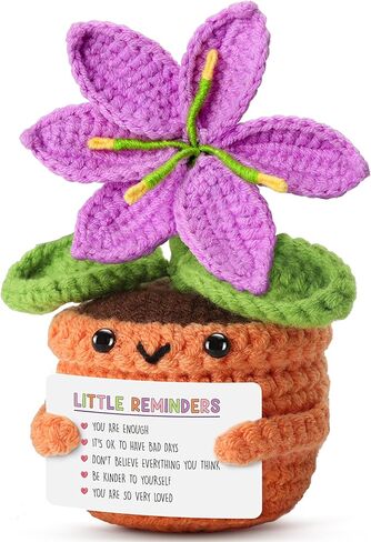 Birthday Gifts for Mom from Son, Daughter - Sentimental Crochet Lily with Special Mom Message - Unique Keepsake & Stocking Stuffer - Cute Home & Office Decor for Mother in Saudi Arabia