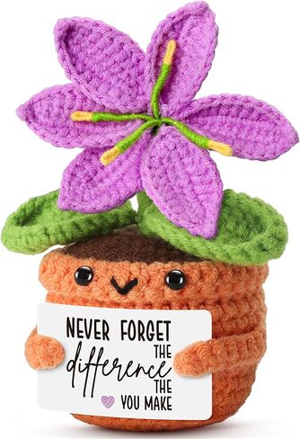 Birthday Gifts for Mom from Son, Daughter - Sentimental Crochet Lily with Special Mom Message - Unique Keepsake & Stocking Stuffer - Cute Home & Office Decor for Mother in Saudi Arabia