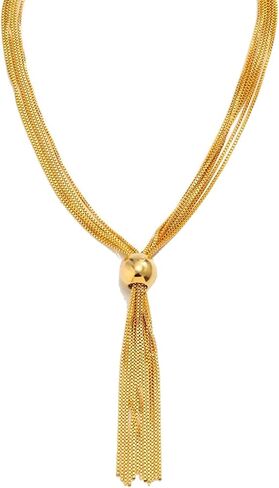 مكتنزة Y على شكل بيان قلادة للنساء 14 كيلو مطلية بالذهب طويل شرابة تويست قابل للتعديل قلادة العصرية مجوهرات اكسسوارات هدية in Kuwait