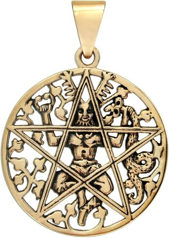Dryad Design Cernunnos Pendant Pentacle- Solid Bronze Pagan Horned God Pendant Celtic Wiccan Witchcraft Jewelry in Saudi Arabia