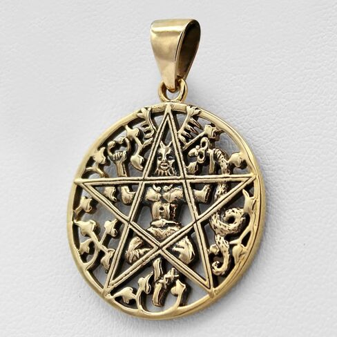 Dryad Design Cernunnos Pendant Pentacle- Solid Bronze Pagan Horned God Pendant Celtic Wiccan Witchcraft Jewelry in Saudi Arabia