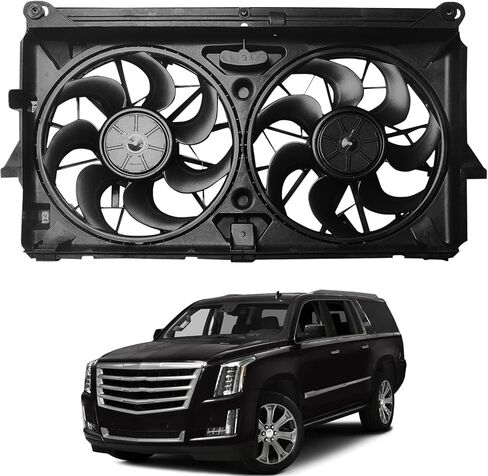Radiator Engine Cooling Fan Assembly Compatible with 2007-2013 Silverado 1500 Sierra 1500 2007-2014 Tahoe Yukon Dual Fan 4.8 5.3 6.0 6.2L, Cooling Fans Replace 15780788-PFM in Saudi Arabia
