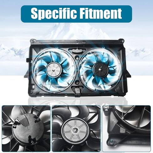 Radiator Engine Cooling Fan Assembly Compatible with 2007-2013 Silverado 1500 Sierra 1500 2007-2014 Tahoe Yukon Dual Fan 4.8 5.3 6.0 6.2L, Cooling Fans Replace 15780788-PFM in Saudi Arabia