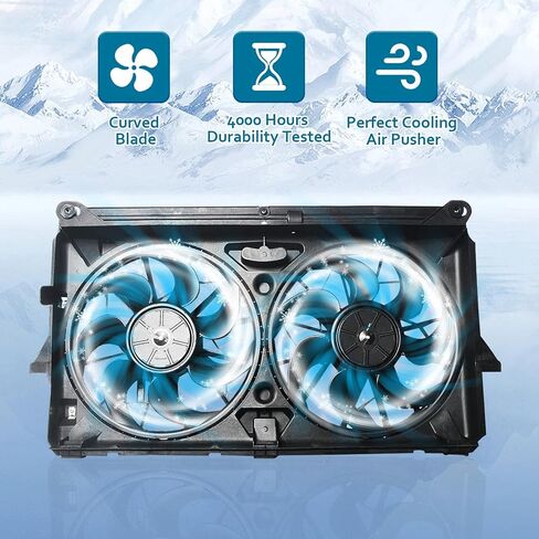 Radiator Engine Cooling Fan Assembly Compatible with 2007-2013 Silverado 1500 Sierra 1500 2007-2014 Tahoe Yukon Dual Fan 4.8 5.3 6.0 6.2L, Cooling Fans Replace 15780788-PFM in Saudi Arabia