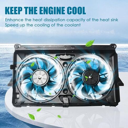 Radiator Engine Cooling Fan Assembly Compatible with 2007-2013 Silverado 1500 Sierra 1500 2007-2014 Tahoe Yukon Dual Fan 4.8 5.3 6.0 6.2L, Cooling Fans Replace 15780788-PFM in Saudi Arabia