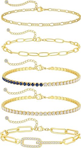 Gold Beaded Bracelets Set for Women - Valentines Gifts for Her 14k Gold-Plated Dainty Round Bead Cross Bracelet for Women Gifts Stackable Bracelet Jewelry 4 PCS in Saudi Arabia