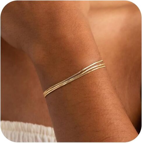 Gold Beaded Bracelets Set for Women - Valentines Gifts for Her 14k Gold-Plated Dainty Round Bead Cross Bracelet for Women Gifts Stackable Bracelet Jewelry 4 PCS in Saudi Arabia