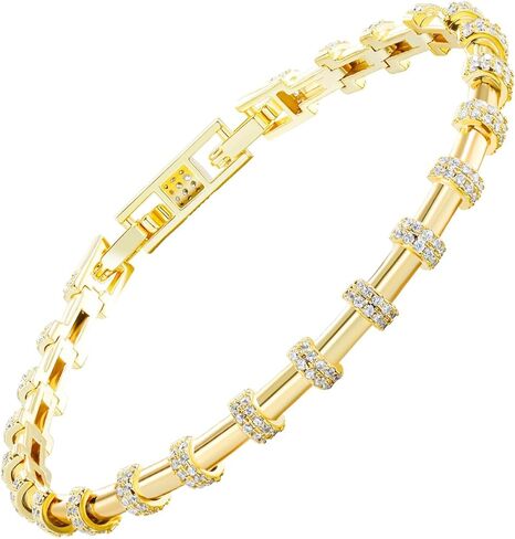 سوار ذهبي للنساء عصري، سوار سلسلة أنيق مطلي بالذهب عيار 14 قيراط، الطول 6.5 بوصة in Kuwait