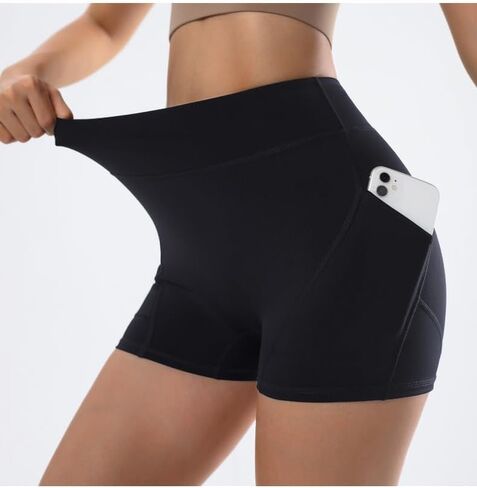 High Waist Workout Shorts for Women, Tummy Control Fitness Athletic Workout Running Yoga Shorts with Deep Pockets in Saudi Arabia