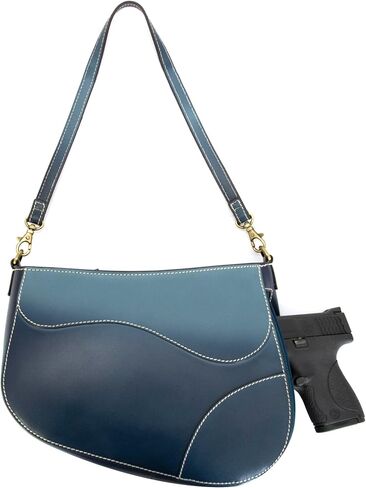 Smith & Wesson Saddle Crossbody – Concealed Carry Leather Purse with Secure CCW Compartment (Blue) in Saudi Arabia