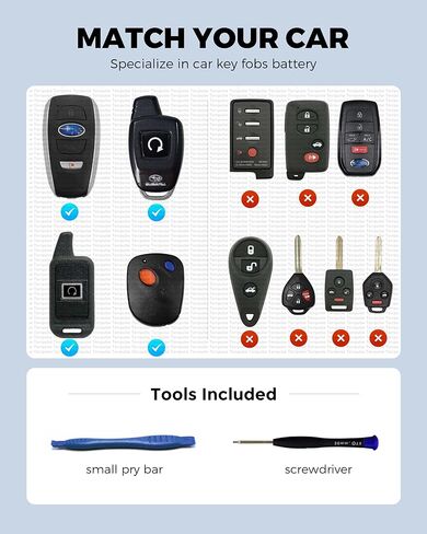 CR2032 (2 Pack) Car Remote Key Fob Battery Replacement for Subaru 2017-2023 Ascent, Crosstrek, Forester, Impreza, Legacy, Outback, CVT, STI, WRX Smart in Saudi Arabia