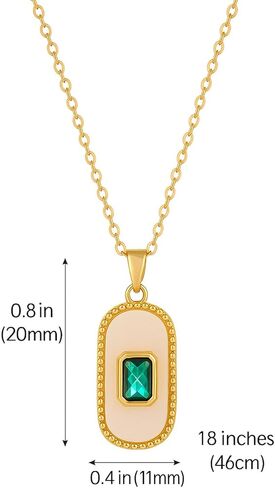 Ora & Eve Emerald Pendant Necklace for Women – 18K Gold Plated Oval Charm with White Enamel – Waterproof & Tarnish-Resistant Dainty Jewelry Gift in Saudi Arabia