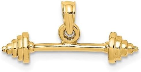 14k Yellow Gold Barbell Pendant with Dumbbell Design, Fitness Jewelry Charm for Men and Women in Saudi Arabia