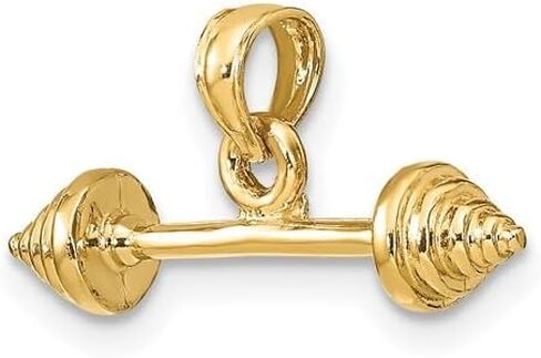 14k Yellow Gold Barbell Pendant with Dumbbell Design, Fitness Jewelry Charm for Men and Women in Saudi Arabia