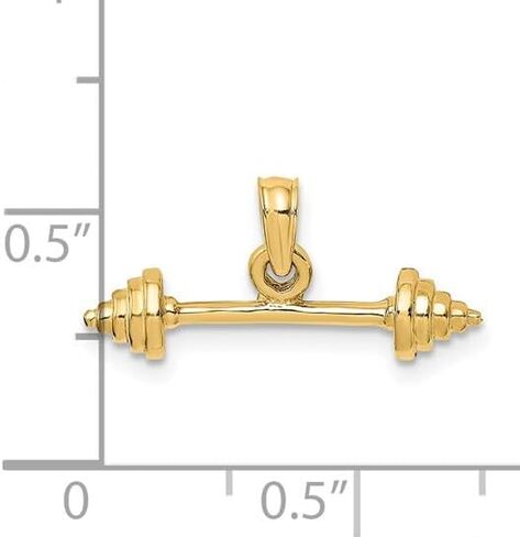 14k Yellow Gold Barbell Pendant with Dumbbell Design, Fitness Jewelry Charm for Men and Women in Saudi Arabia