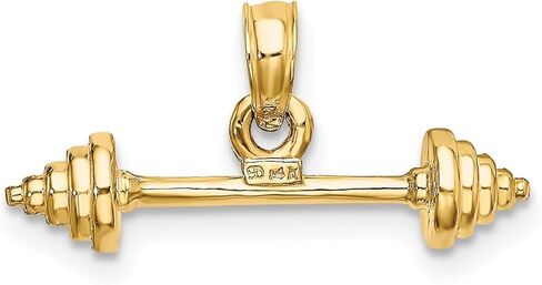14k Yellow Gold Barbell Pendant with Dumbbell Design, Fitness Jewelry Charm for Men and Women in Saudi Arabia