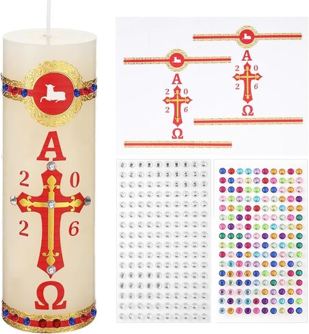 Nuanchu 1 مجموعة شمعة الصلاة الكاثوليكية غير مكتملة DIY عيد الميلاد 2026 حمل الله عيد الفصح شمعة Cirios Religiosos Catolicos الدينية ألفا الصليب الأغنام المعمودية الكنيسة Cirio Pascual Sirios Catolicos in Saudi Arabia