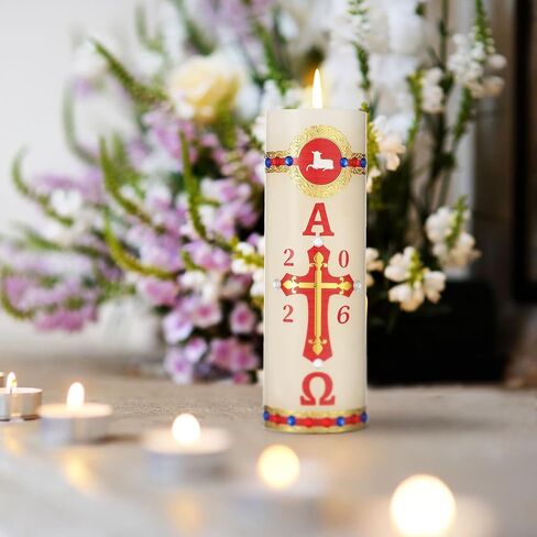 Nuanchu 1 مجموعة شمعة الصلاة الكاثوليكية غير مكتملة DIY عيد الميلاد 2026 حمل الله عيد الفصح شمعة Cirios Religiosos Catolicos الدينية ألفا الصليب الأغنام المعمودية الكنيسة Cirio Pascual Sirios Catolicos in Saudi Arabia