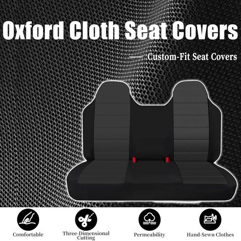 Heavy-Duty & Machine Washable Front Bench Seat Cover for Ford F150 F250 F350 1992 1993 1994 1995 1996 1997 1998 Composite Sponge Fabric with Molded Headrests, No Center Armrest Fit - Black in Kuwait