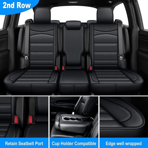 Car Seat Covers Fit for Honda Odyssey 2011-2017, 8 Seats Faux Leather Automotive Seat Protector Waterproof and Wear Resistant Seat Cover Airbag Compatible(8 Seat Black) in Saudi Arabia
