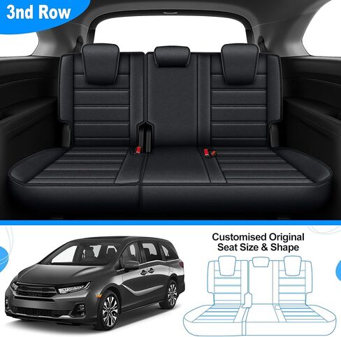 Car Seat Covers Fit for Honda Odyssey 2011-2017, 8 Seats Faux Leather Automotive Seat Protector Waterproof and Wear Resistant Seat Cover Airbag Compatible(8 Seat Black) in Saudi Arabia