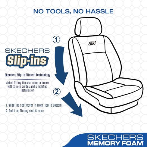 Skechers Slip-Ins Seat Covers, Memory Foam 3D Tyre Embossed Leather Car Seat Covers Front Seats Airbag Compatible, Universal Automotive Comfort for Most Cars, Vans, Trucks, SUV,Red in Saudi Arabia