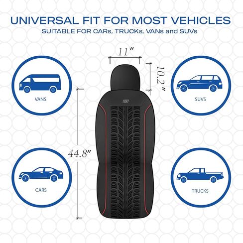 Skechers Slip-Ins Seat Covers, Memory Foam 3D Tyre Embossed Leather Car Seat Covers Front Seats Airbag Compatible, Universal Automotive Comfort for Most Cars, Vans, Trucks, SUV,Red in Saudi Arabia