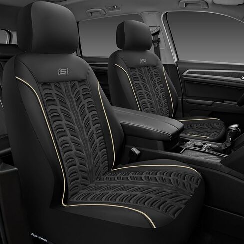 Skechers Slip-Ins Seat Covers, Memory Foam 3D Tyre Embossed Leather Car Seat Covers Front Seats Airbag Compatible, Universal Automotive Comfort for Most Cars, Vans, Trucks, SUV,Red in Saudi Arabia