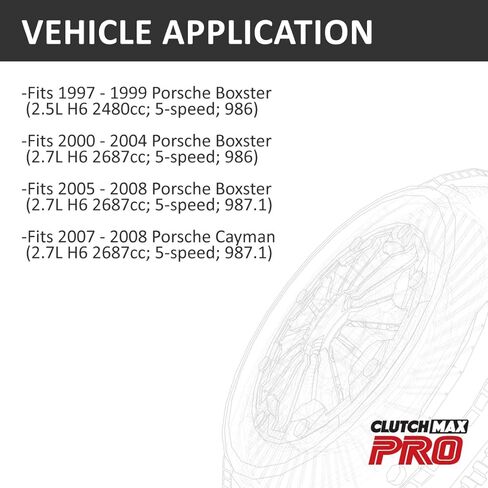 مجموعة القابض ClutchMaxPRO شديدة التحمل OEM متوافقة مع PORSCHE 97-99 BOXSTER 2.5L 00-08 BOXSTER 07-08 CAYMAN 2.7L (CP20016HDR-CK) in Saudi Arabia
