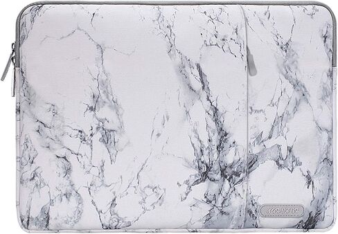 حافظة كمبيوتر محمول MOSISO مقاس 13-14 بوصة، حافظة كمبيوتر محمول 13.3 بوصة متوافقة مع MacBook Air 13 13.3 13.6/Pro 13/Pro 14، HP Dell ASUS Lenovo، حقيبة رخامية من البوليستر مع جيب، رخام أبيض in Kuwait