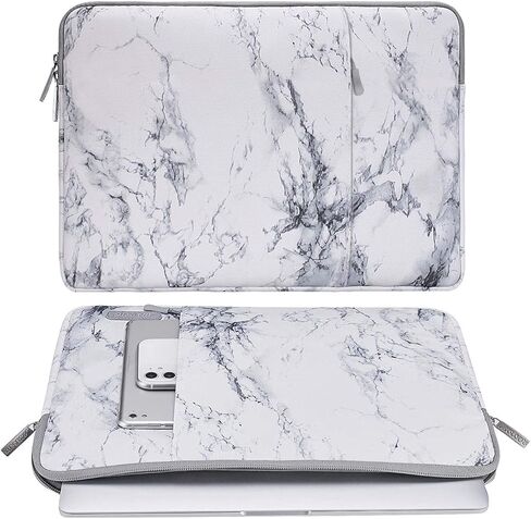 حافظة كمبيوتر محمول MOSISO مقاس 13-14 بوصة، حافظة كمبيوتر محمول 13.3 بوصة متوافقة مع MacBook Air 13 13.3 13.6/Pro 13/Pro 14، HP Dell ASUS Lenovo، حقيبة رخامية من البوليستر مع جيب، رخام أبيض in Kuwait