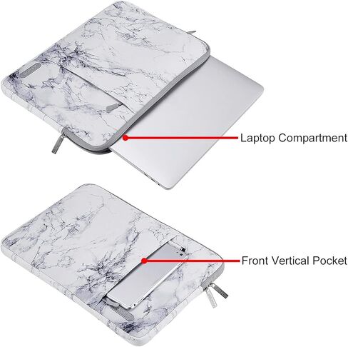 حافظة كمبيوتر محمول MOSISO مقاس 13-14 بوصة، حافظة كمبيوتر محمول 13.3 بوصة متوافقة مع MacBook Air 13 13.3 13.6/Pro 13/Pro 14، HP Dell ASUS Lenovo، حقيبة رخامية من البوليستر مع جيب، رخام أبيض in Kuwait