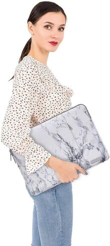 حافظة كمبيوتر محمول MOSISO مقاس 13-14 بوصة، حافظة كمبيوتر محمول 13.3 بوصة متوافقة مع MacBook Air 13 13.3 13.6/Pro 13/Pro 14، HP Dell ASUS Lenovo، حقيبة رخامية من البوليستر مع جيب، رخام أبيض in Kuwait