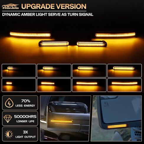 4 قطعة مرآة جانبية LED متتابعة مجموعة ضوء إشارة الانعطاف متوافقة مع 2009-2014 Ford F150 2010-2014 Raptor، عدسة مدخنة ملحقات مؤشر الوامض الكهرماني الديناميكي in Saudi Arabia